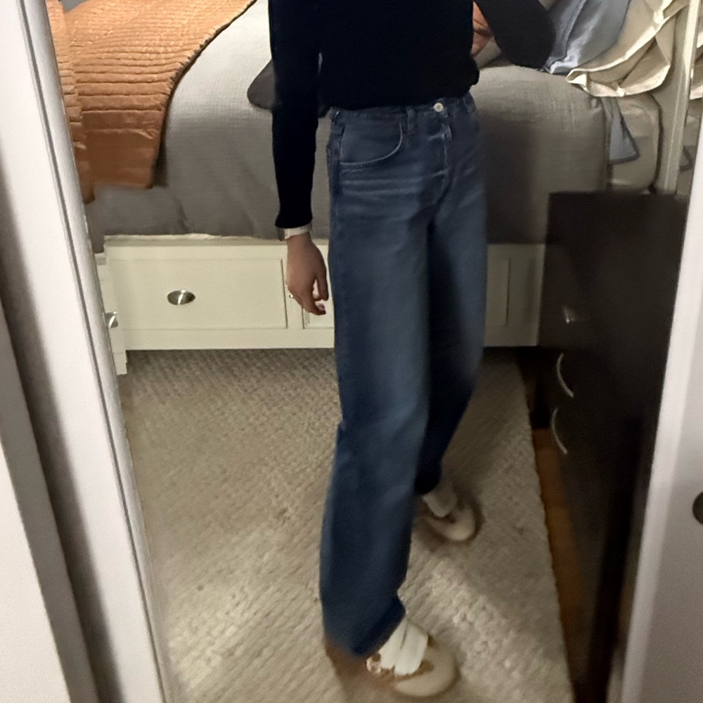 Reformation Women's Noa High Rise Barrel Jeans in Blue - Picture 6 of 8